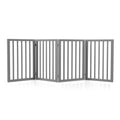 Foldable Dog Gate 4 Panel - Grey, 188 x 61cm - No Drill Freestanding, 180 Degree Hinges, MDF and Stainless Steel