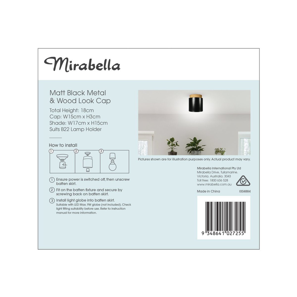 Mirabella Black Britney Batten Fix - 17cm x 18cm - DIY Installation - SuperSaverAU - view 3