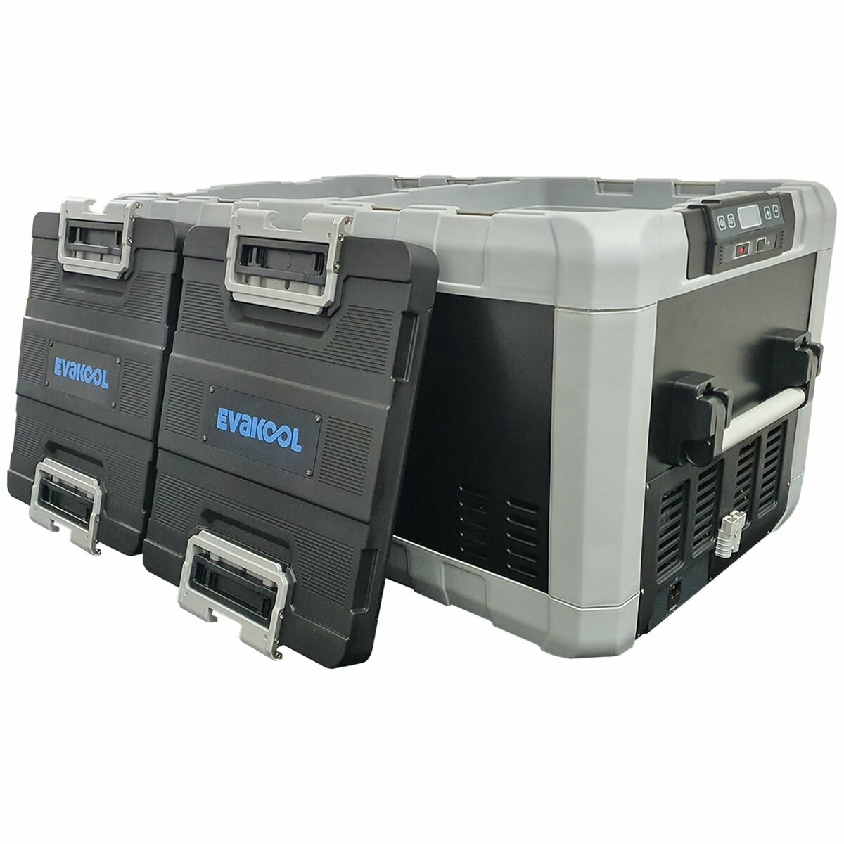 EvaKool 96L Travelmate dual zone portable fridge - Black/Silver - Internal LED light - TMDZ-95