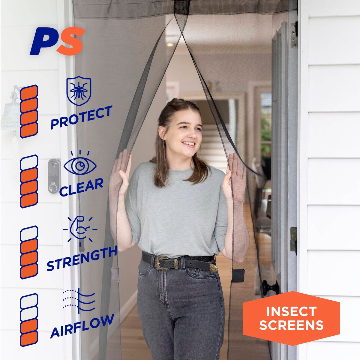 Permastik Pressure Mounted Door Curtain 2.04m x 1m Fibreglass Insect Screen - SuperSaverAU - view 4