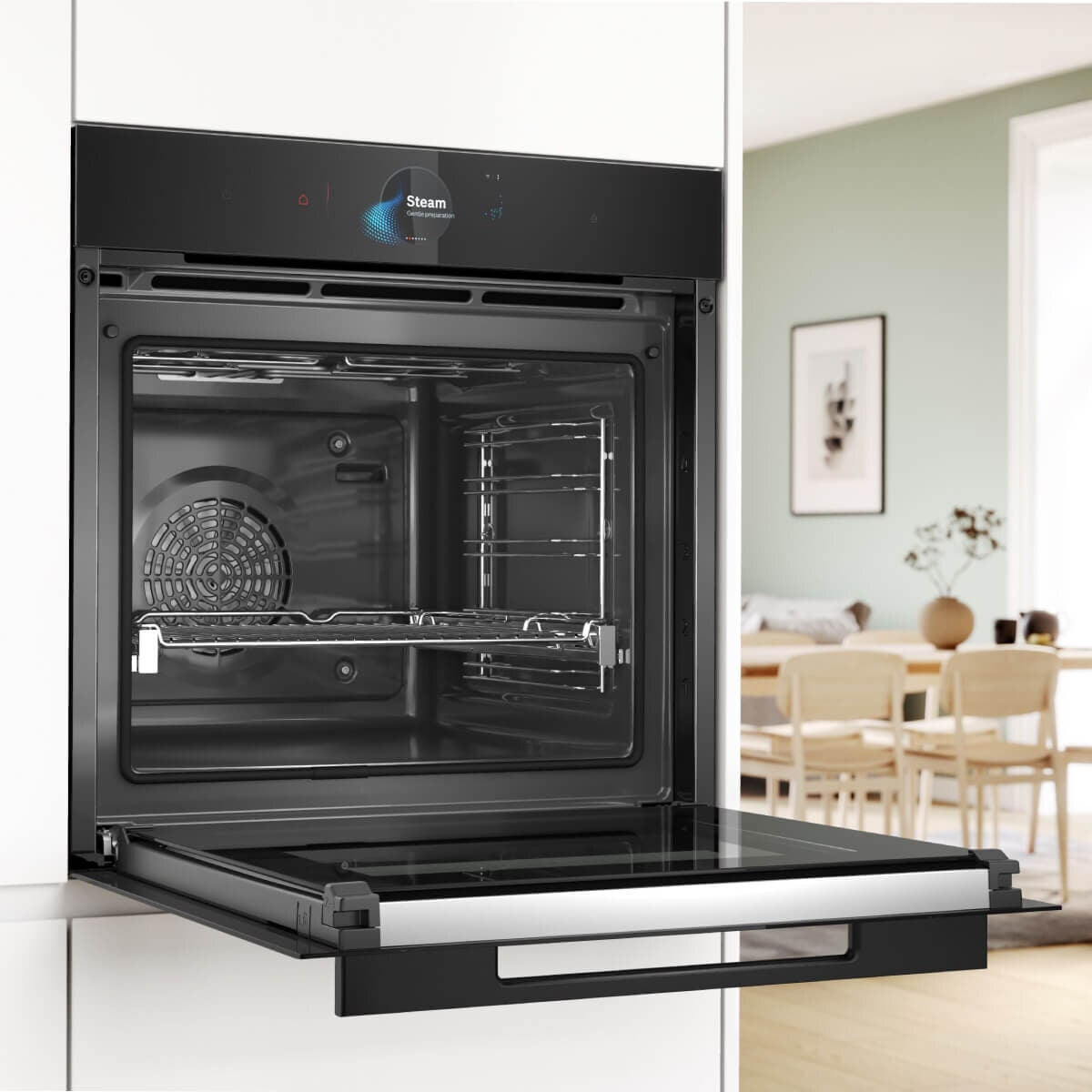 Bosch 60cm Series 8 Built-In Steam Oven - 71L Black - Pyrolytic and Air Fry - HRG978NB1A