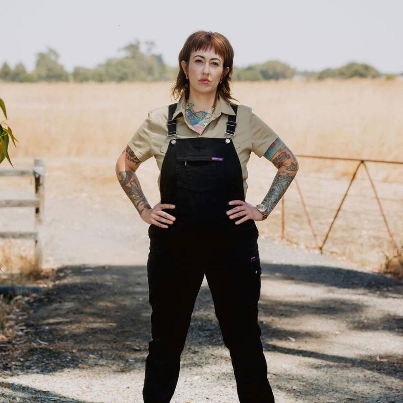 Green Hip All Women Overalls Black Size 14 Cotton Stretch Adjustable Straps UPF 50+