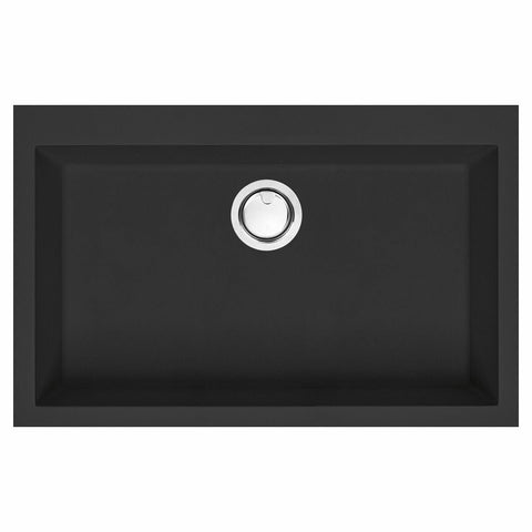 Artusi Granitek Series Single Bowl Sink - Black Granite Composite, Top Mount or Undermount - AGS791B