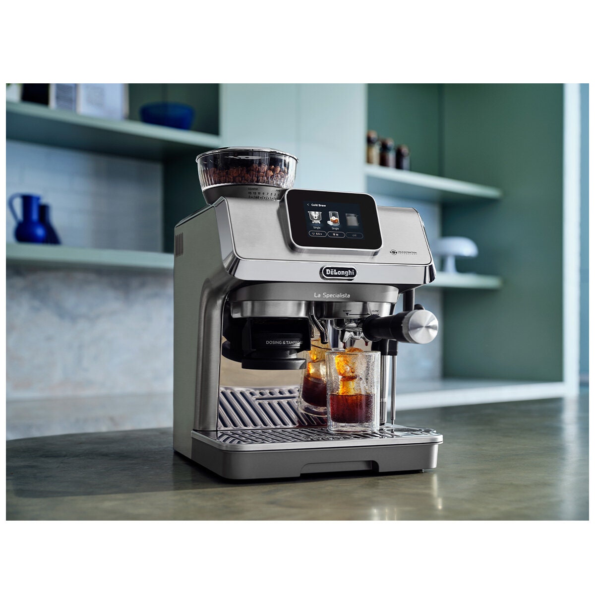 DeLonghi La Specialista Touch Manual Coffee Machine - Silver - 3.5-Inch Touch Display and 10 Recipes - EC9455M