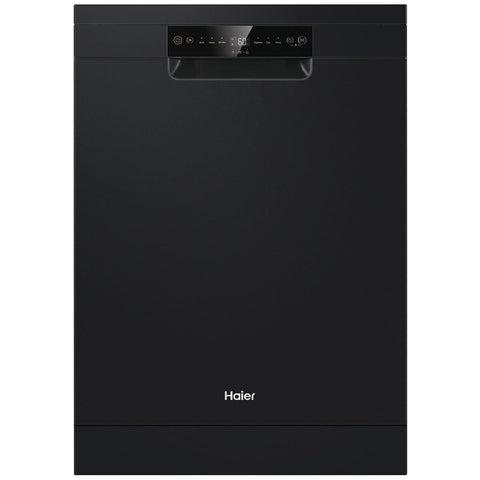 Haier 60cm 300 Series Freestanding Dishwasher - 13 Place Settings - Black - Auto Wash Sensing - HDW13F0B1
