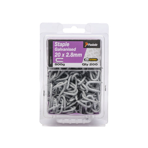 Paslode 20 x 2.8mm Galvanised Steel Staple Nails - 500g 200 Pack