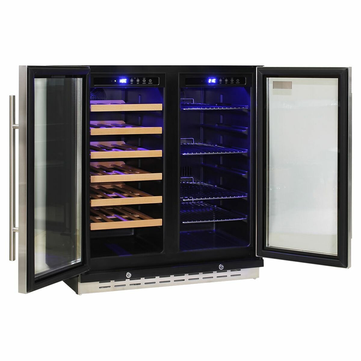 Schmick 165L Under Bench Dual Zone Bar Fridge - Stainless Steel, Double Glazed, Lockable - JC165