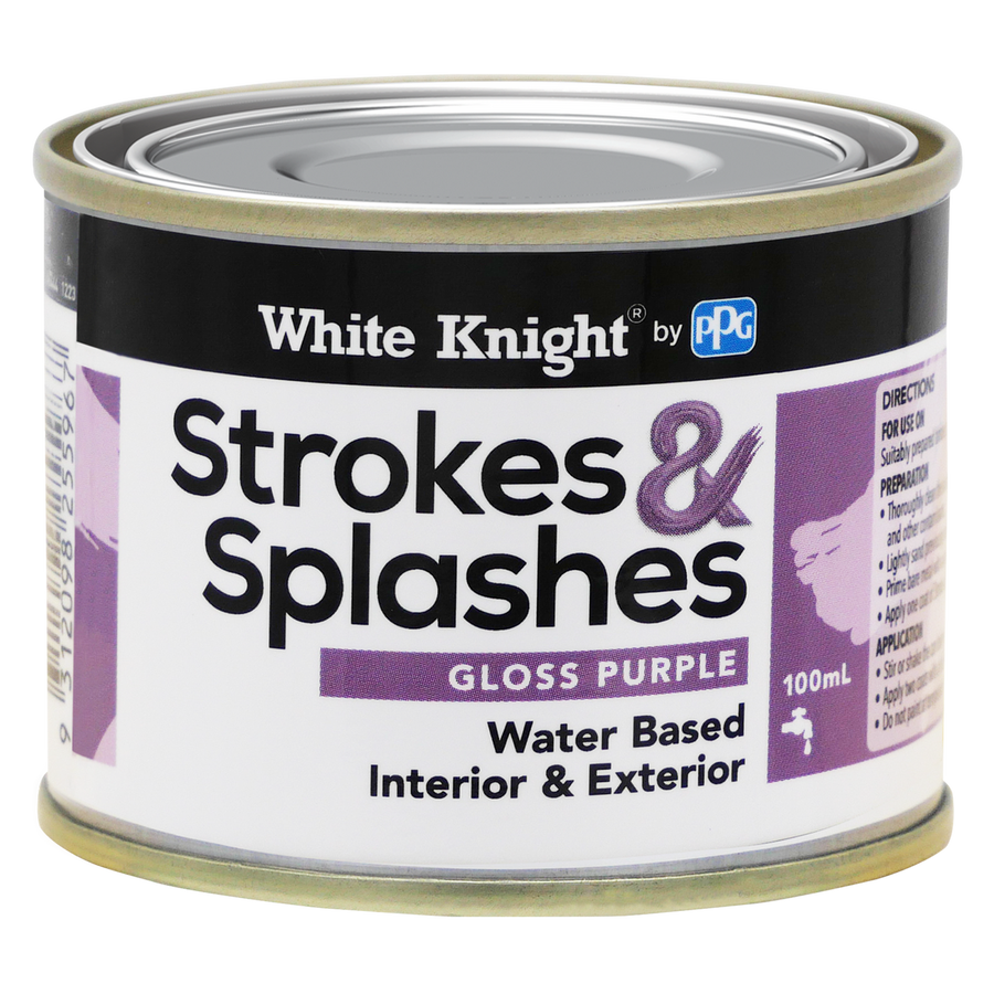 White Knight Purple Water Based Paint 100ml Easy Clean Gloss Finish - SuperSaverAU - view 1