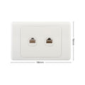 DETA Cat 6 Double Ethernet RJ45 Outlet - White Polycarbonate 2 Port Wall Plate