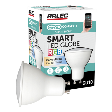 Arlec GU10 LED 420lm 5.5W RGB CCT Grid Connect Smart Globe (GLD381HA)
