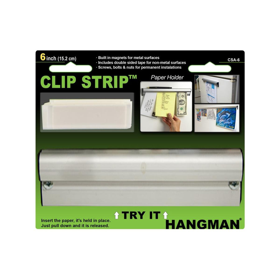 Hangman 6 Clip Strip Picture Hanger - 6 Strips - 153mm x 131mm - Brushed Aluminum - Easy Paper Glide - SuperSaverAU - view 1