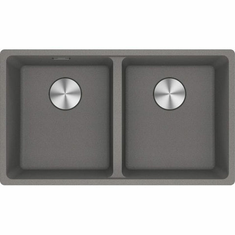 Franke Maris double bowl topmount sink - Stone Grey granite - bare sink with no drainer - MRG620-3535SGB