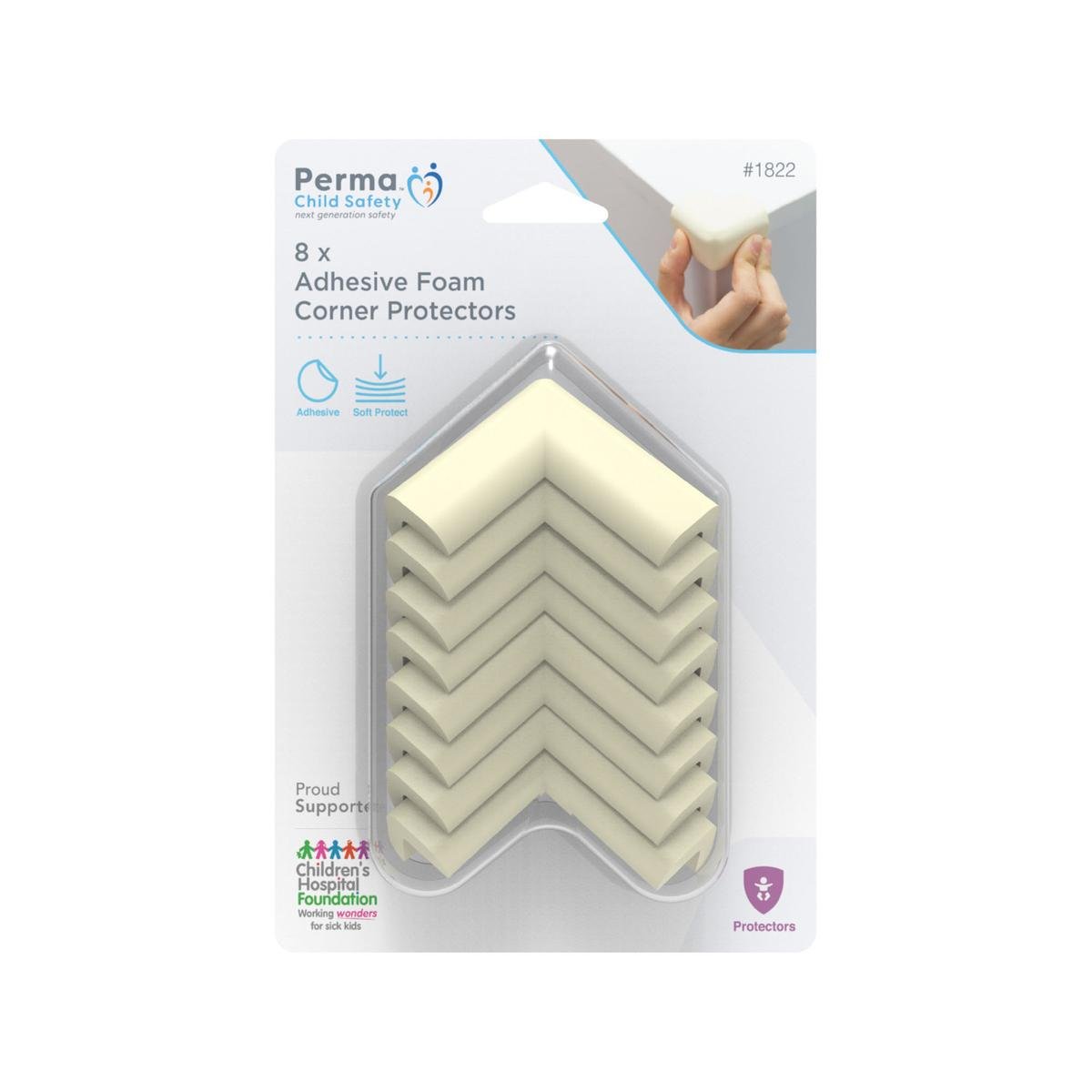 Perma Child Safety Foam Corner Protectors 8 Pack - White - 9mm Foam - Impact Protection - SuperSaverAU - view 1