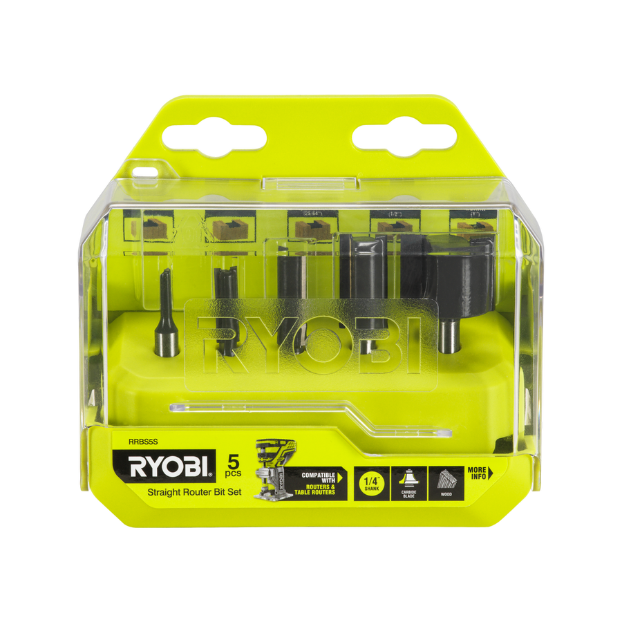 Ryobi 5 Piece Straight Router Bit Set - 3.2mm to 25mm - Durable Carbide Blades - SuperSaverAU - view 1