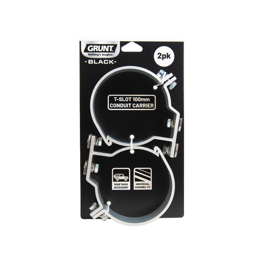 Grunt T Slot Conduit Carrier 100mm - Universal 2 Pack - Lightweight Aluminium - SuperSaverAU - view 1