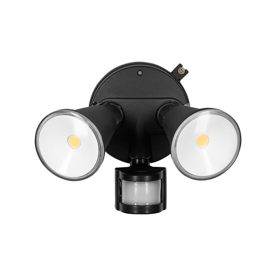 Brilliant Black Lamy DIY Twin Security Light - 330mm x 180mm - PIR Sensor - SuperSaverAU - view 1
