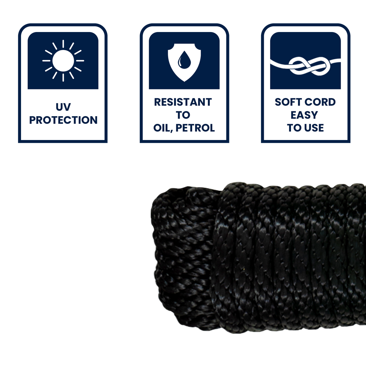 Grunt 10mm x 20m Black Polypropylene Easy Tie Rope 600kg