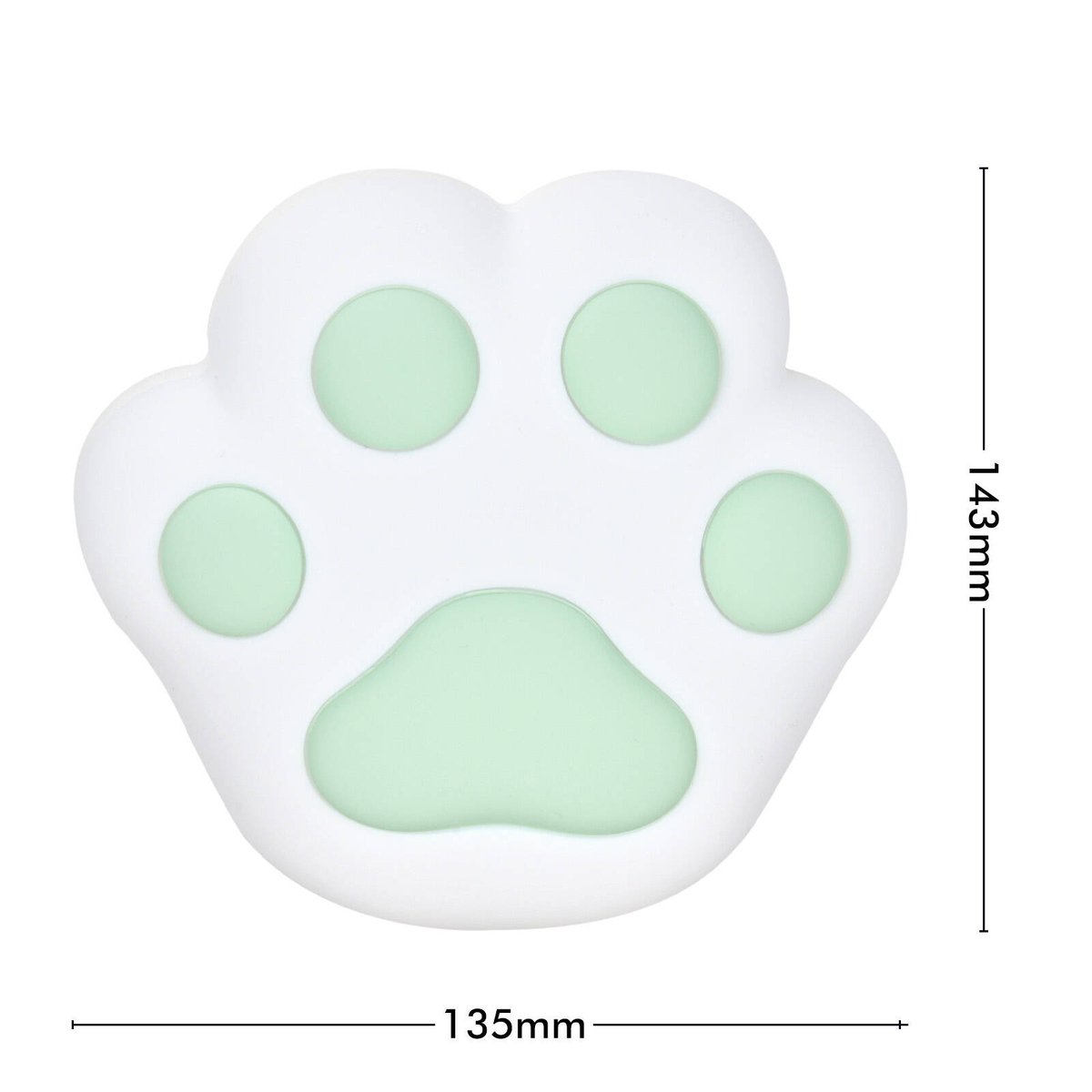 Arlec Rechargeable Cat Paw Nightlight - Mint Green - 135mm x 143mm - Adjustable Brightness