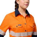 Citeco Women's Orange/Navy Hi Vis Taped Long Sleeve Shirt - Cotton, Size 16