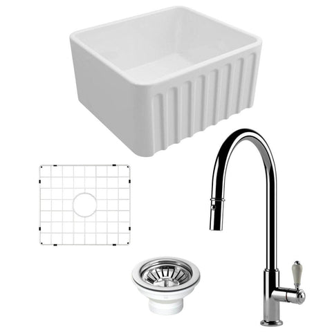 Turner Hastings Novi 50 Butler Sink Pack - Chrome Ludlow Pull Out Mixer Tap - PKG036