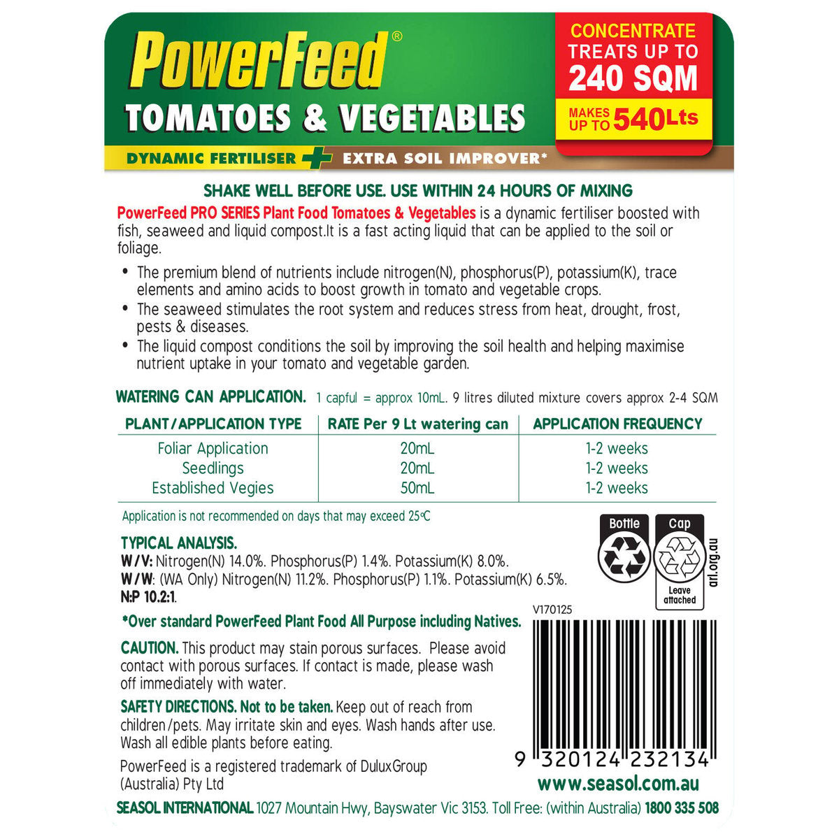 PowerFeed Plant Food - 1.2L - Liquid - For Tomatoes & Vegetables - SuperSaverAU - view 2