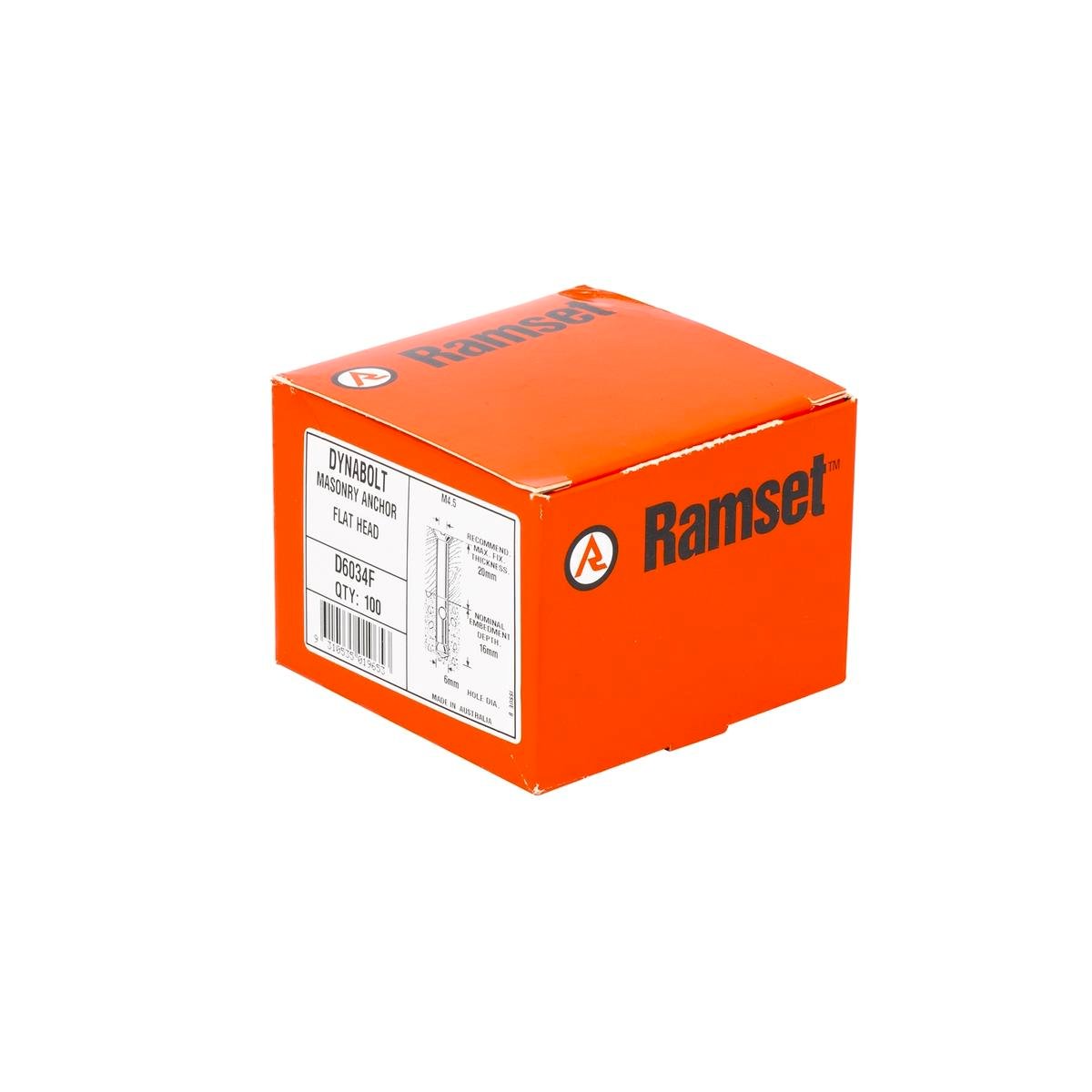 Ramset DynaBolt Plus 6 x 34mm Gold Steel Masonry Anchor 100 Pack - SuperSaverAU - view 1