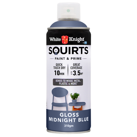 White Knight Squirts Midnight Blue Gloss Spray Paint 310g Durable Finish - SuperSaverAU - view 1