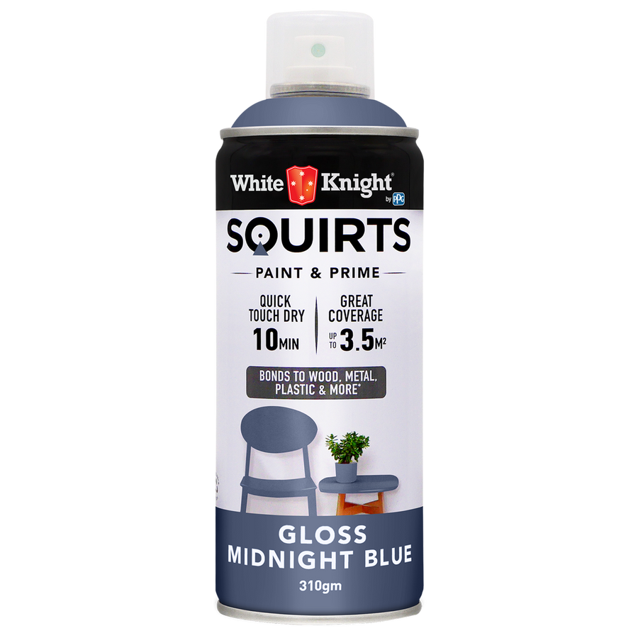 White Knight Squirts Midnight Blue Gloss Spray Paint 310g Durable Finish - SuperSaverAU - view 1