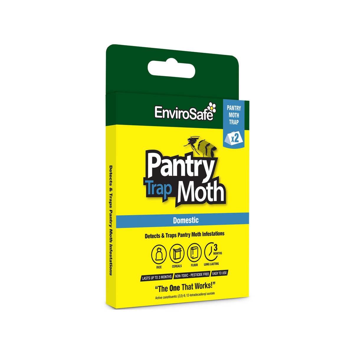 Envirosafe Pantry Moth Trap 2 Pack - 105mm x 160mm - Yellow - Detects Infestations