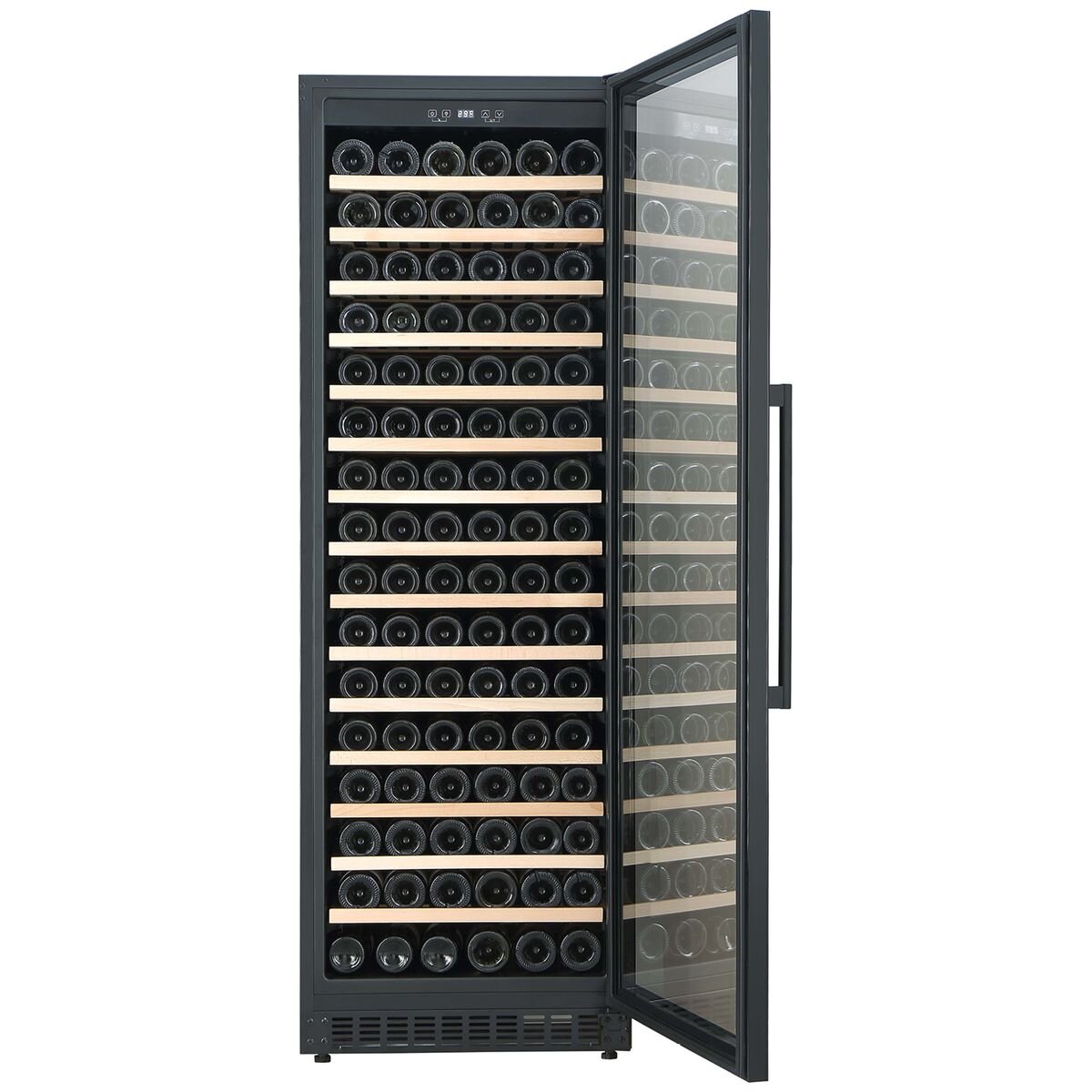 Cantina 171 Bottle Single Zone Wine Cabinet - Black, Timber Beech and Metal Shelves, 424L - CCWIS171B