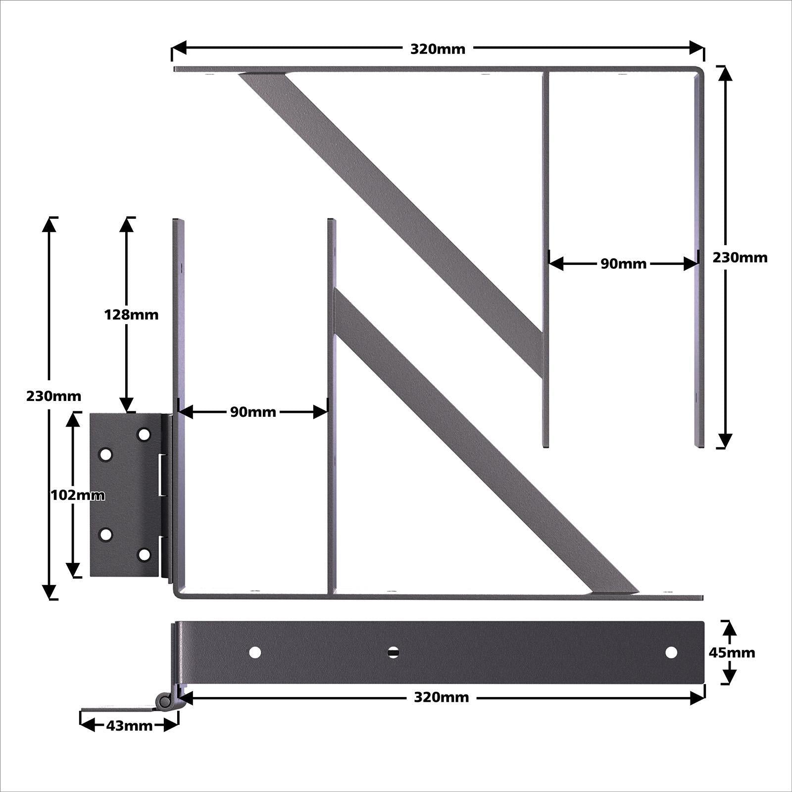 Peak Products Heavy Duty Steel Fence Gate Assembly Bracket Kit Matte Black Suits 750mm Gates