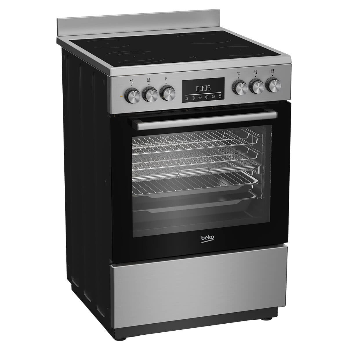 Beko 60cm Electric Freestanding Oven - Stainless Steel, Ceramic Cooktop, AirFry - BFCB60VMX
