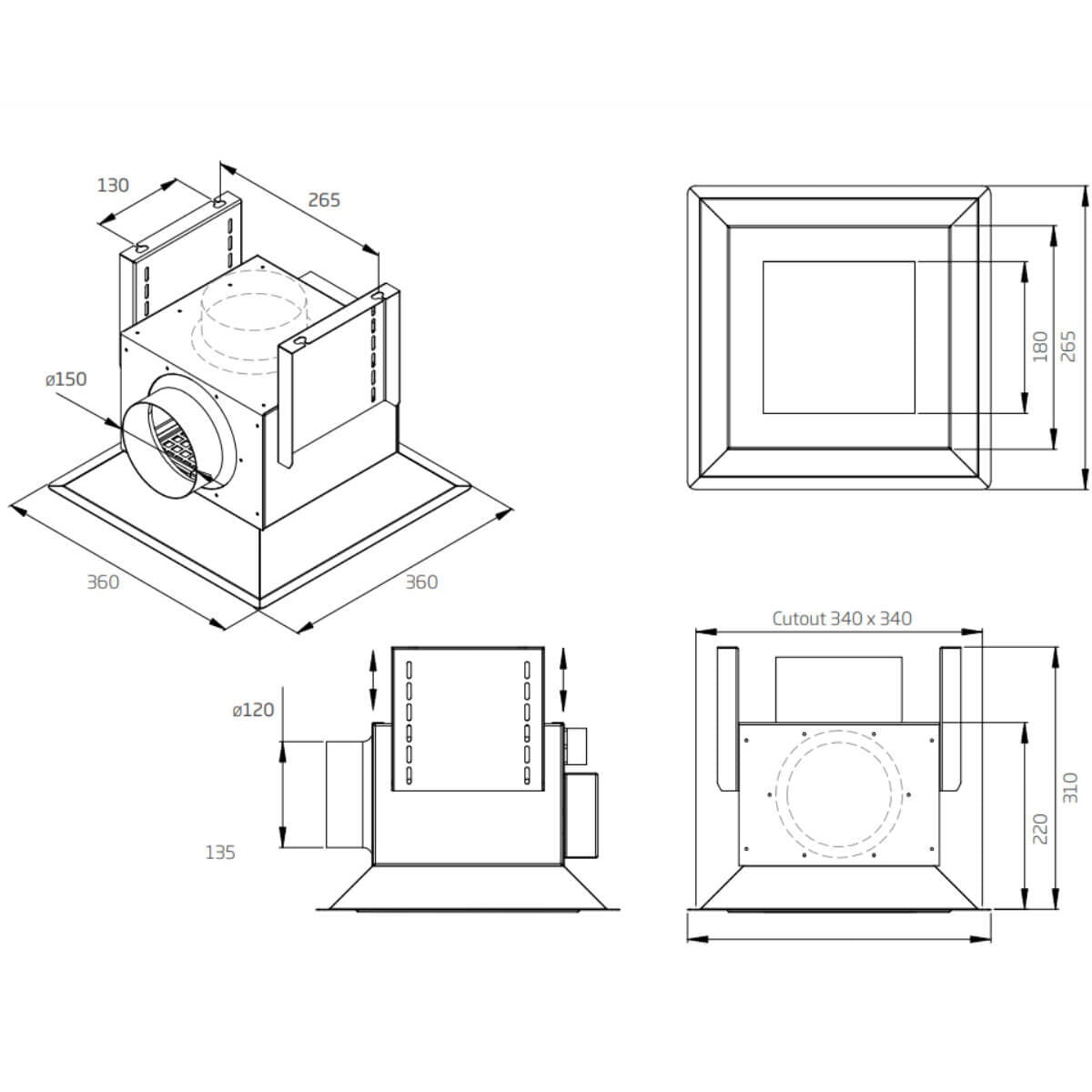 Schweigen Silent Modular Cassette Rangehood - 3200m³/h, 4 Filters, Stainless Steel - CC-PARA4SEPAK
