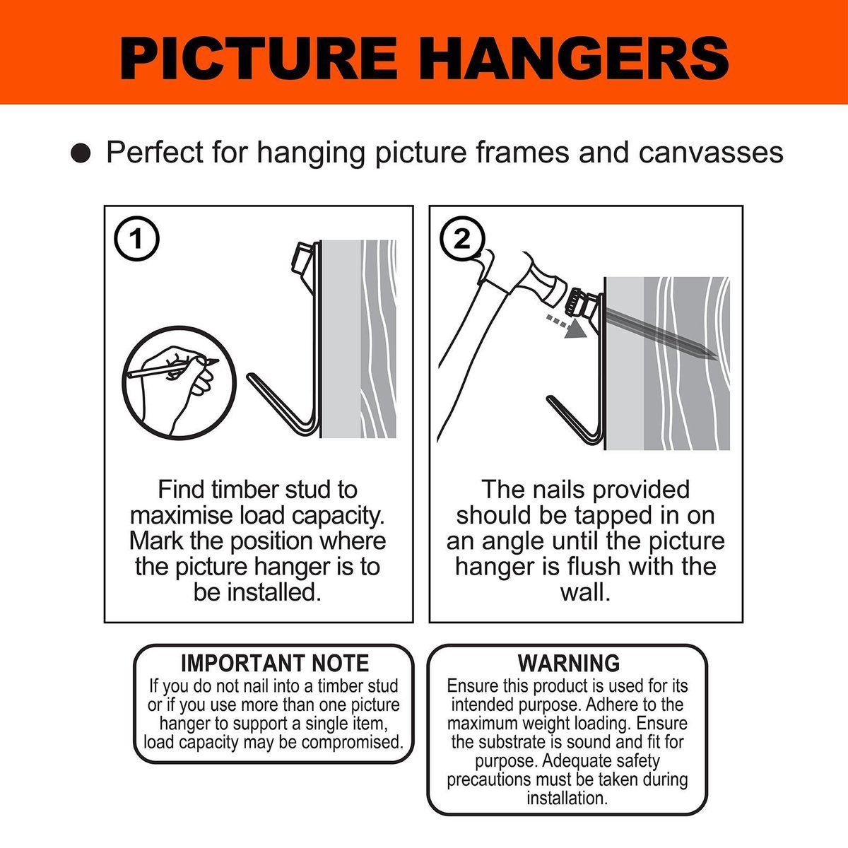 Everhang Picture Hanger - 25kg - Brass Plated - Heavy Duty - 4 Pack - SuperSaverAU - view 4