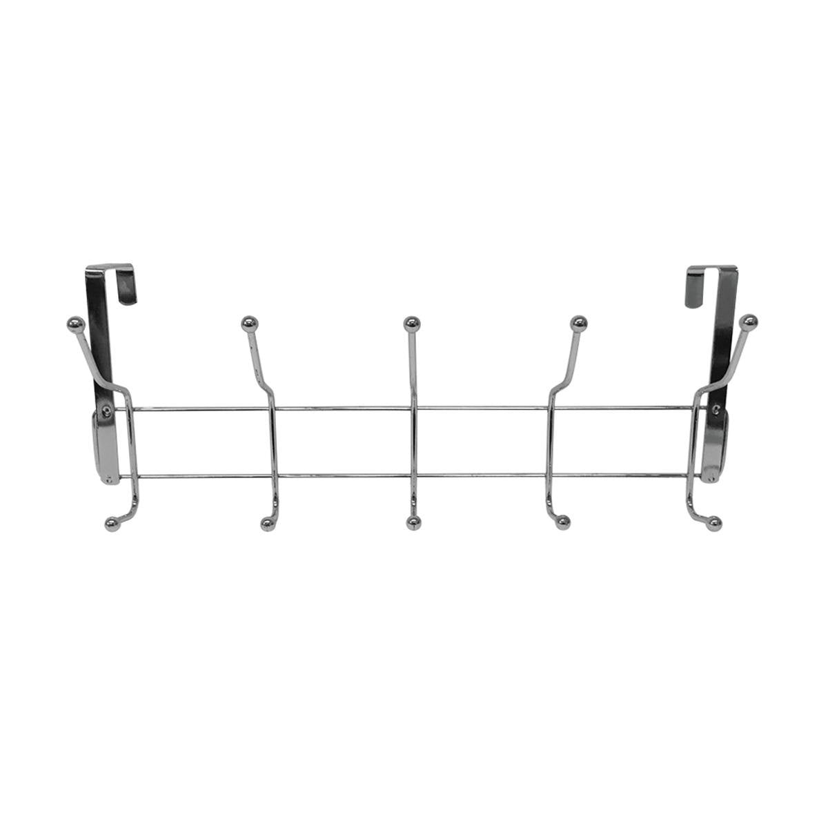Adoored 10 Hook Satin Chrome Over the Door Hook Rack - Steel - Durable - SuperSaverAU - view 1
