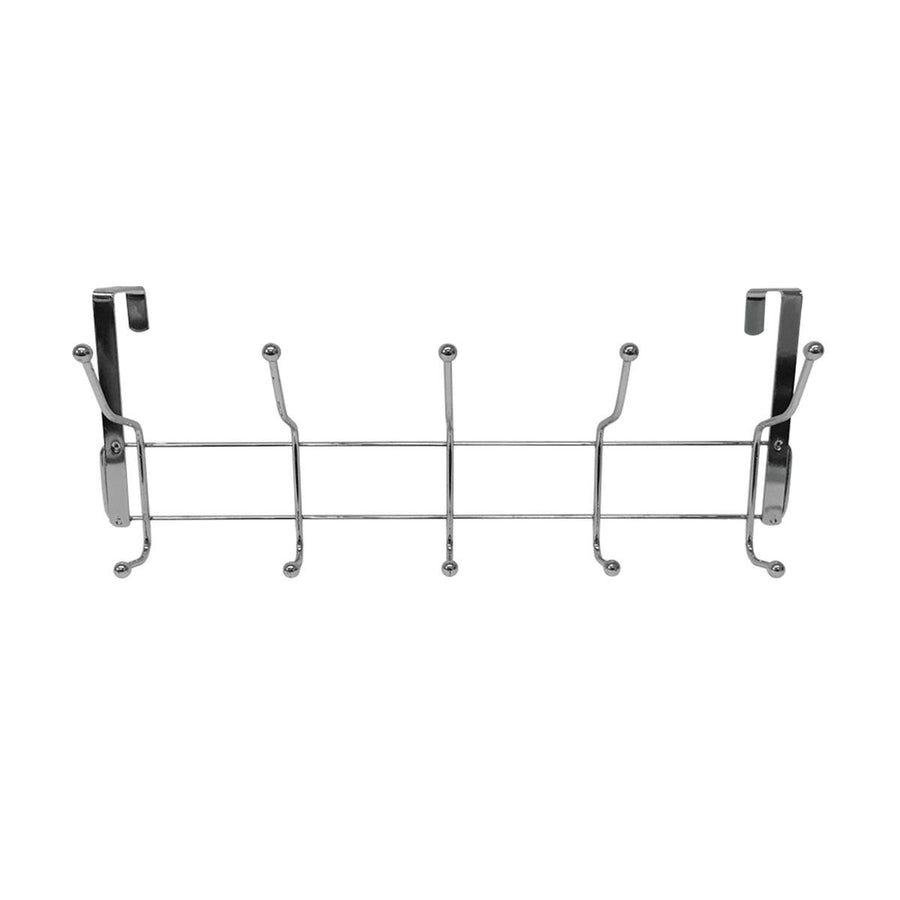 Adoored 10 Hook Satin Chrome Over the Door Hook Rack - Steel - Durable - SuperSaverAU - view 1