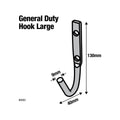 Everhang J Bolt Hook - 105mm - Zinc Plated - Garage Storage - SuperSaverAU - view 2