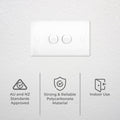 DETA White Solid Plate Double Switch - 2 Gang Polycarbonate 240V