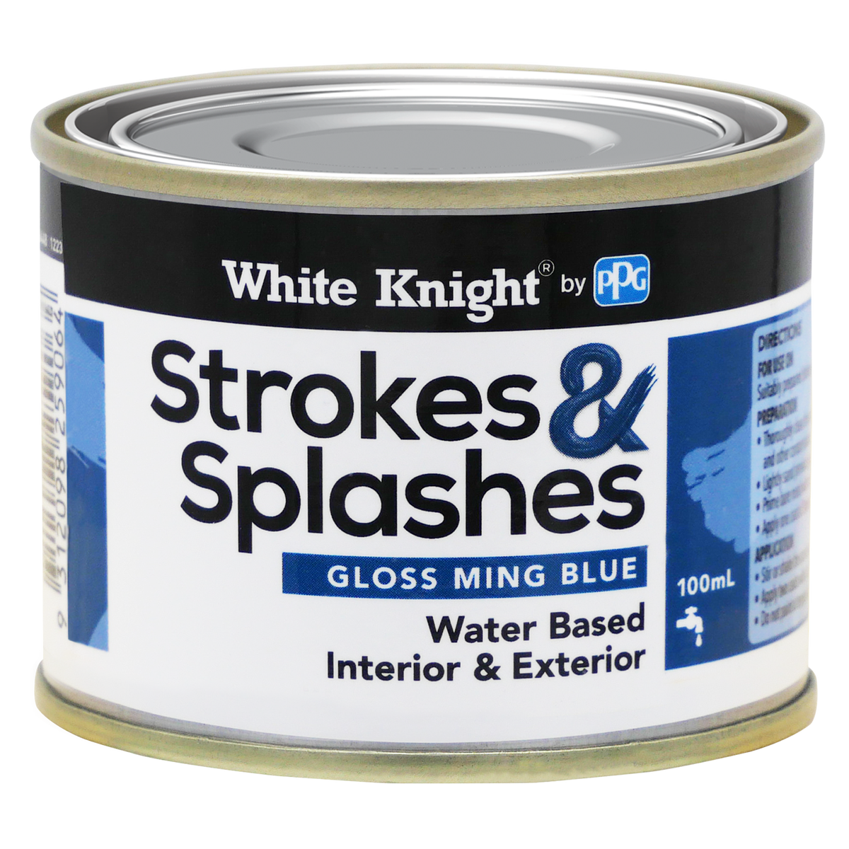 White Knight 100ml Ming Blue Strokes and Splashes Paint - Quick Drying - Water Based - Durable Gloss Finish - SuperSaverAU - view 1