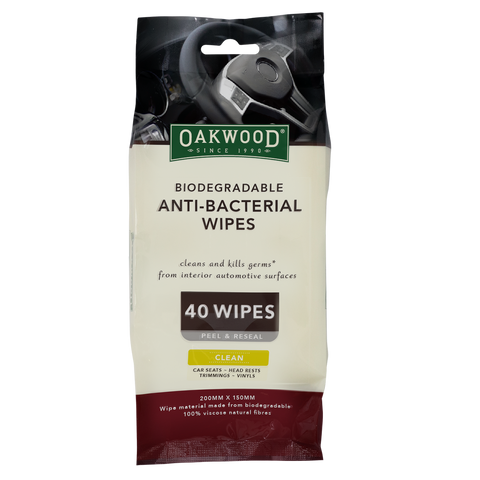 Oakwood Anti Bacterial Wipe - 200 x 150mm - 40 Pack - Biodegradable - Quick-Drying - SuperSaverAU - view 1