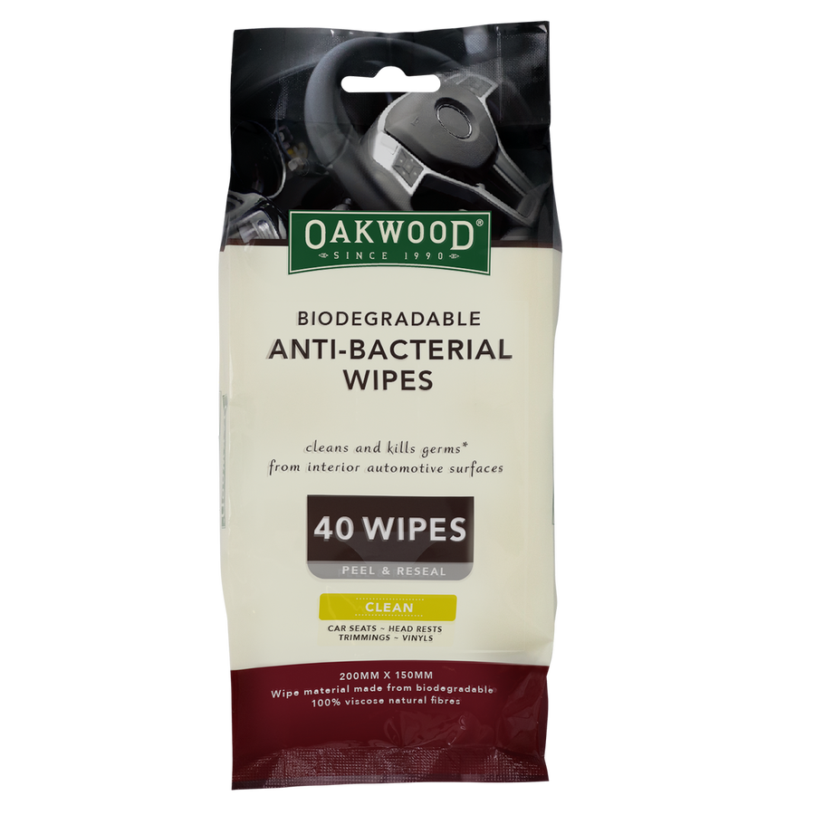 Oakwood Anti Bacterial Wipe - 200 x 150mm - 40 Pack - Biodegradable - Quick-Drying - SuperSaverAU - view 1