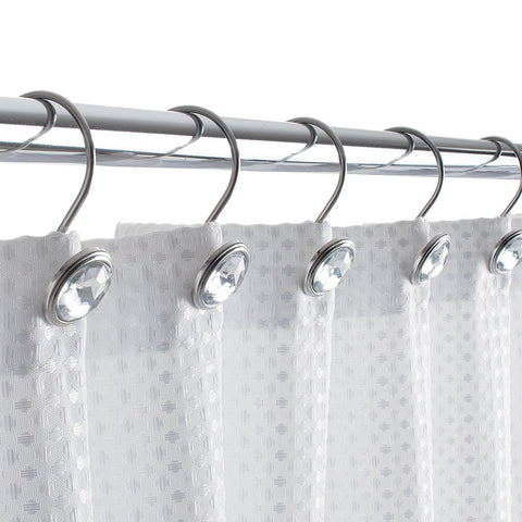 Barelli Exquisite Shower Curtain Rings - Silver Diamante Metal 12 Pack