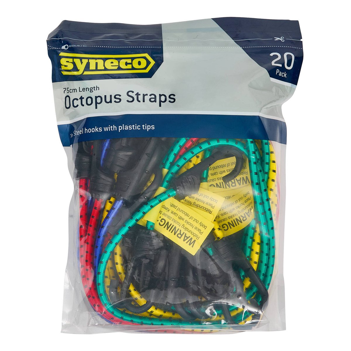 Syneco 75cm Tie Down Octopus Straps 20 Pack - Elasticised - Weather-Resistant - SuperSaverAU - view 2