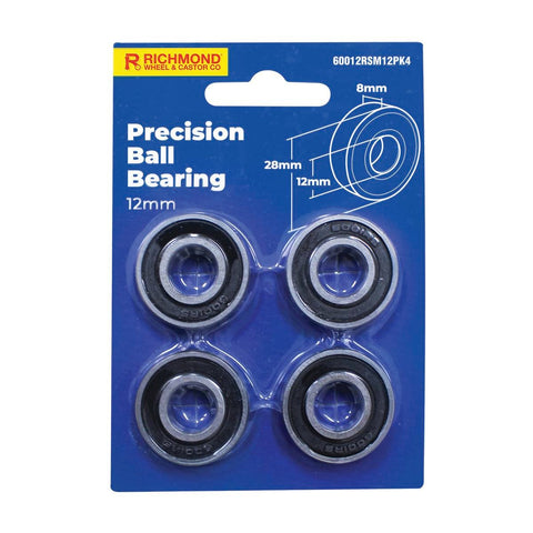Richmond Rubber Sealed Precision Ball Bearings Pack of 4 - 28 x 12 x 8mm - SuperSaverAU - view 1