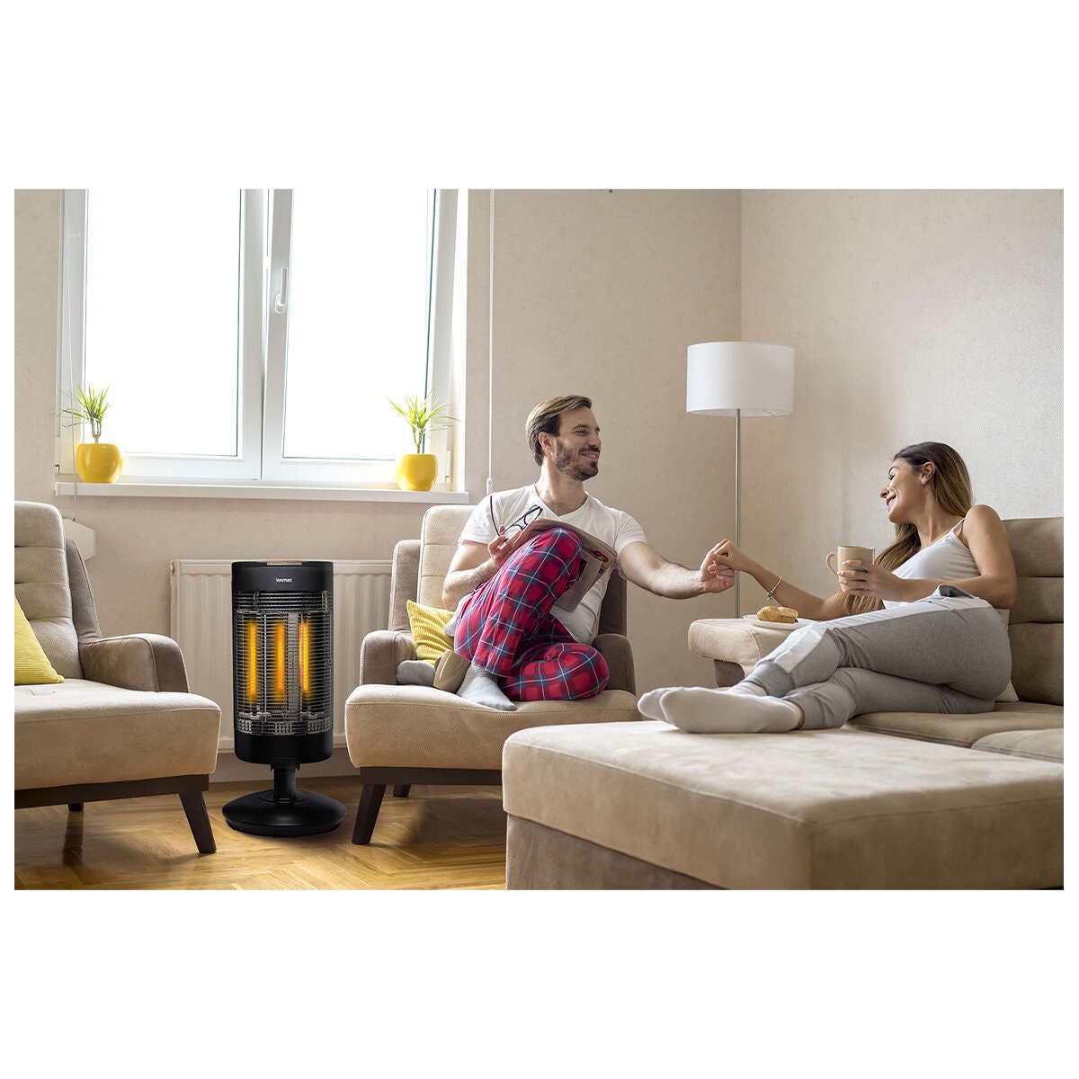 Ionmax Ray Far Infrared 1200W Heater - Black, Auto Swing, Timer up to Nine Hours - ION801