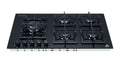 Trinity 90cm 5 Burner Gas Cooktop - Black Tempered Glass - Wok Burner - Cast Iron Trivets - TRG900BK