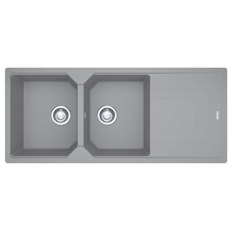 Franke Fragranite Double Bowl Topmount Sink - Stone Grey, Left or Right Drainer, 30L Per Bowl - UBG621SG