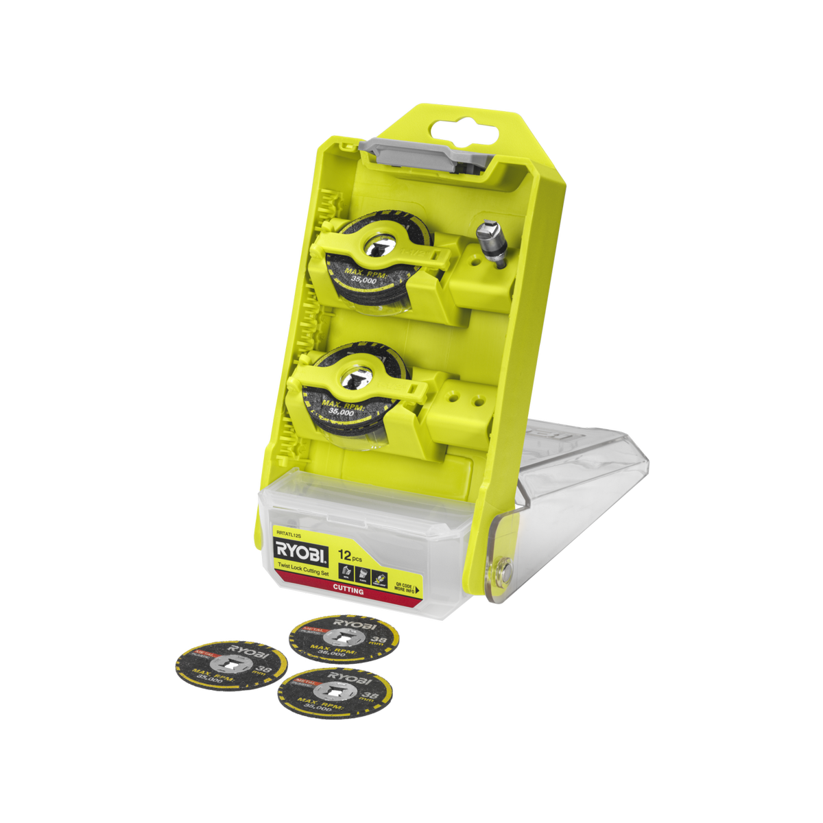 Ryobi 12 Piece Twist Lock Cutting Set - 11 Discs 38mm - Tool-Free Changes - SuperSaverAU - view 2