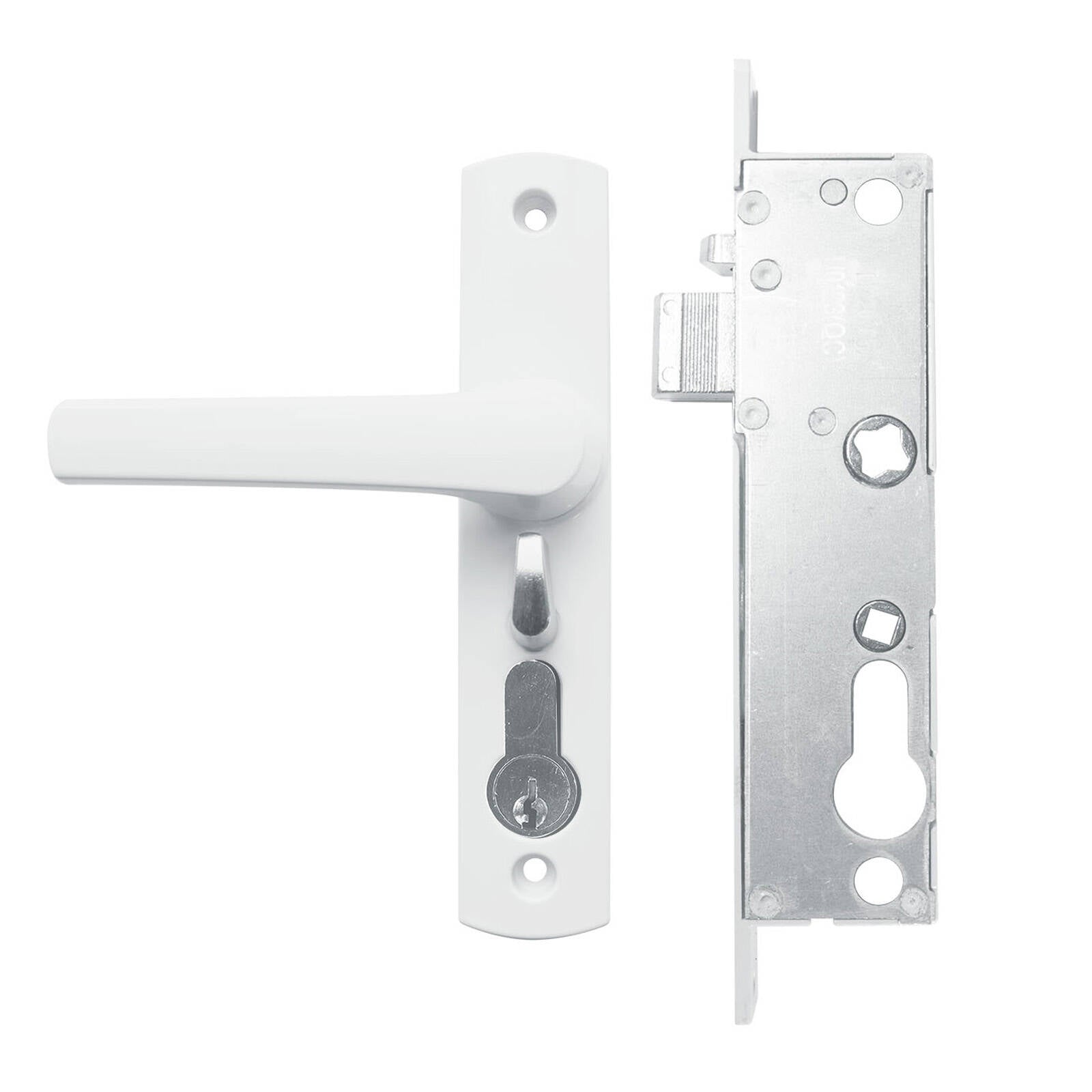 Rolltrak White Keyed Hinged Screen Door Lock Powder Coated Alloy