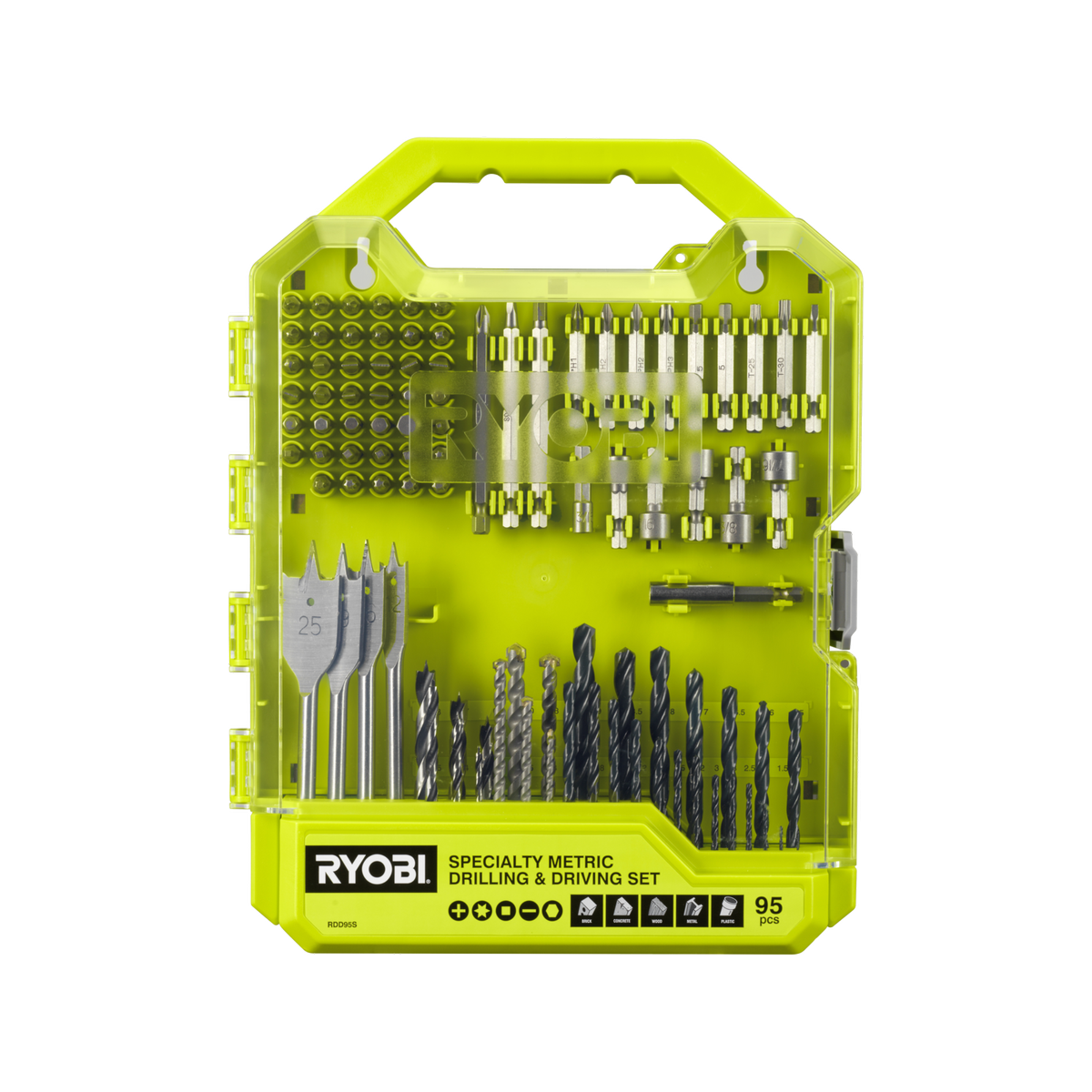 Ryobi 95 Piece Specialty Metric Drill and Drive Set - 251mm x 320mm - Versatile Bits - SuperSaverAU - view 1